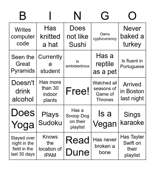 Woodwell Staff BINGO Card