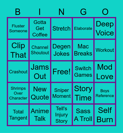 Mac Anu Bingo Card