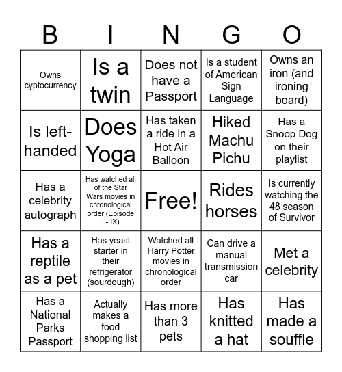 Woodwell Staff BINGO Card