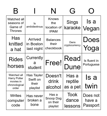 Woodwell Staff BINGO Card