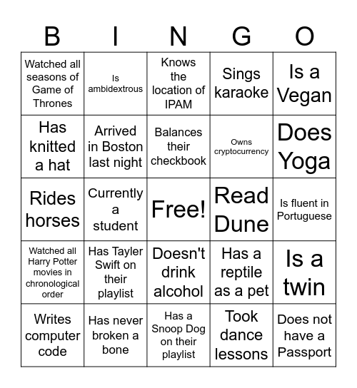Woodwell Staff BINGO Card