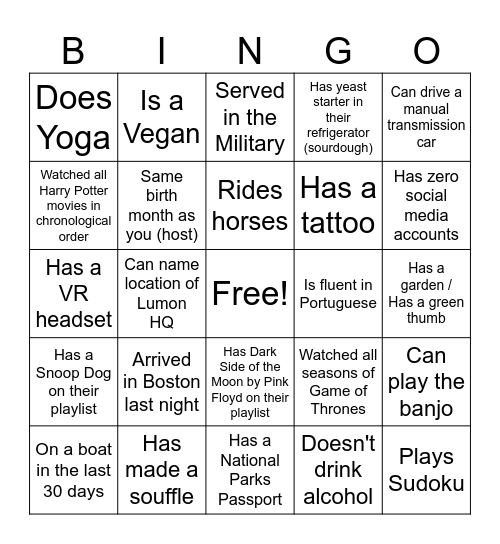 Woodwell Staff BINGO Card