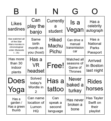 Woodwell Staff BINGO Card