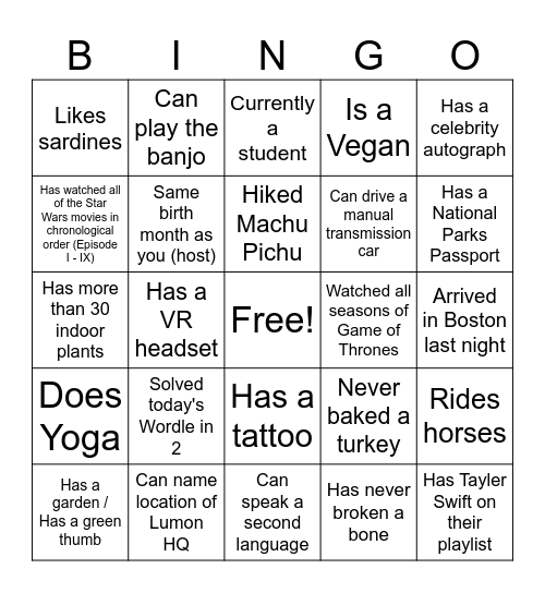 Woodwell Staff BINGO Card