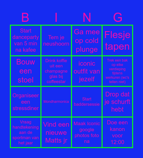 Challenge Bingo Card
