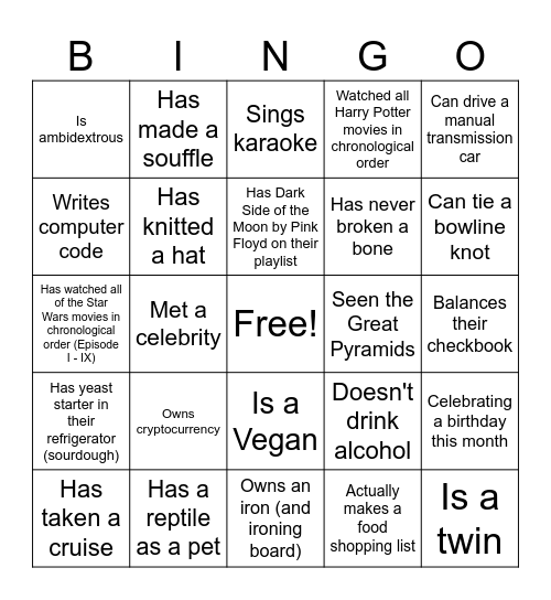 Woodwell Staff BINGO Card