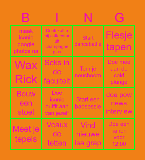 Challenge Bingo Card