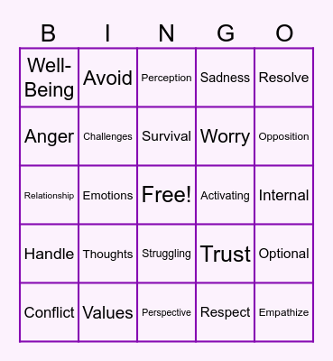 Conflict and De-escaltion Bingo Card