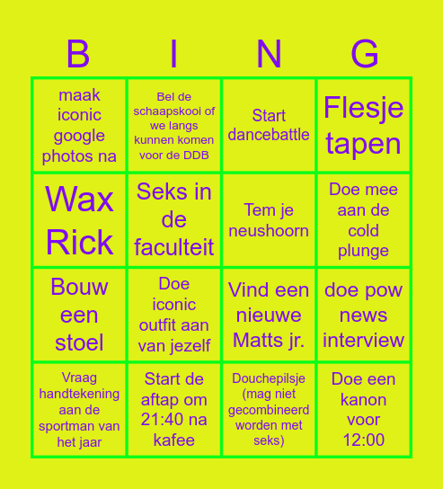 Challenge Bingo Card
