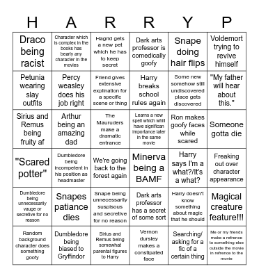 Harry Potter Bingo Card