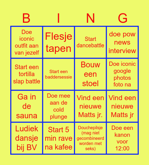 Challenge Bingo Card