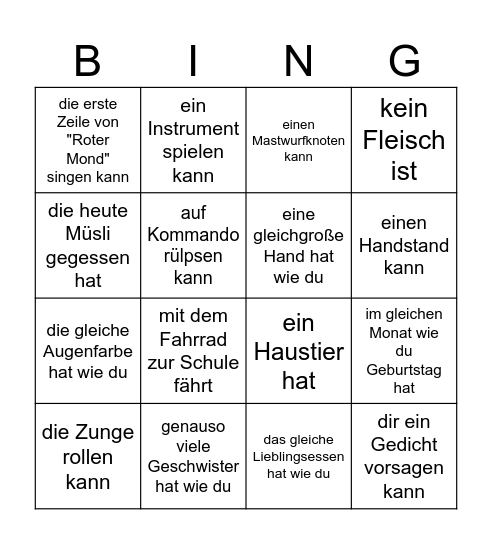 Finde einen Phönix, der... Bingo Card