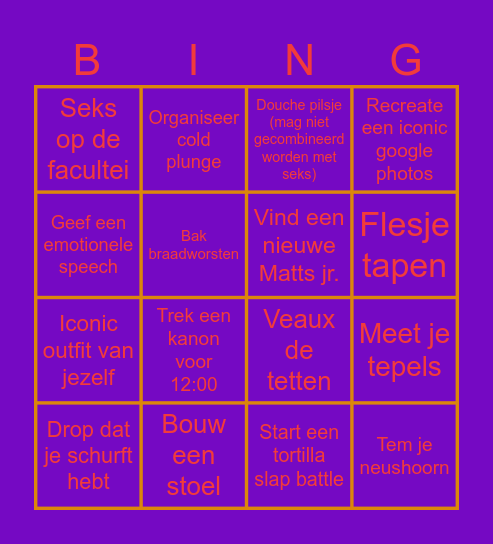 Challenge Bingo Card