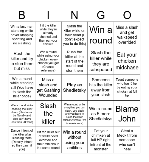 Shedletsky Bingo Card