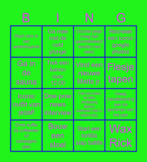Challenge Bingo Card