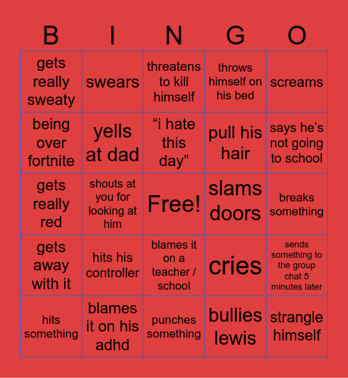 L U C A S    C R A S H O U T Bingo Card