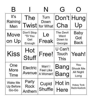 Dance the Night Away Bingo Card