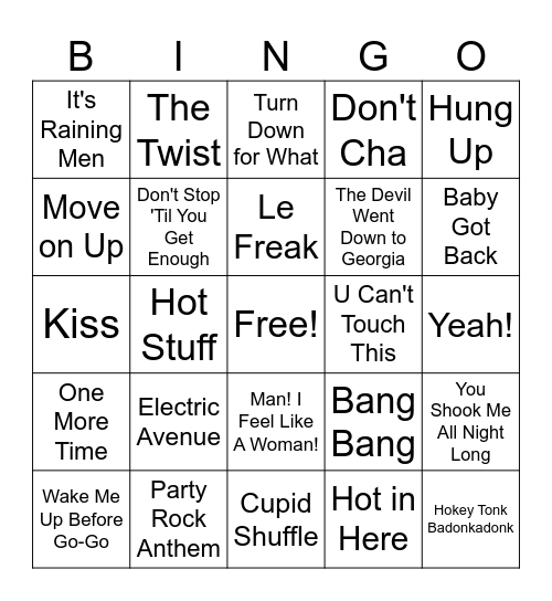 Dance the Night Away Bingo Card