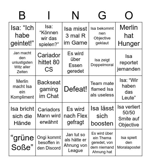 Reni Bingo Card