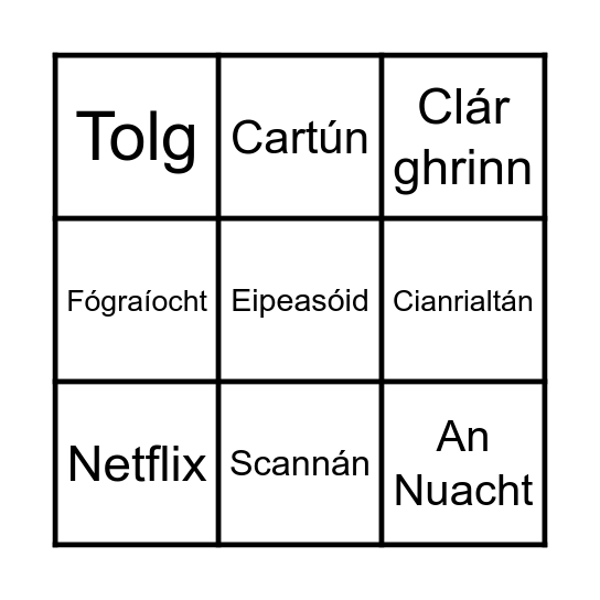 An Teilifís Bingo Card