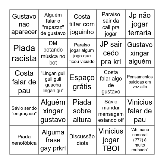 Bingo do PIX Bingo Card