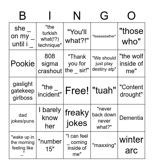 Jefari/Ain Brainrot bingo Card