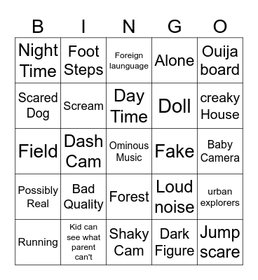 Scary Bingo Card