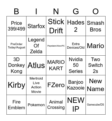 Switch 2 Direct Bingo Card
