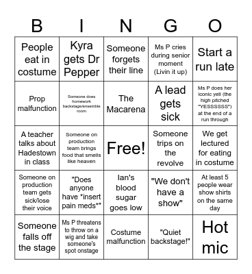 Tech Week Bingo Card