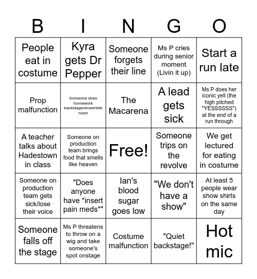 Tech Week Bingo Card