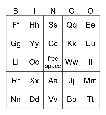 My Alphabet Bingo Card