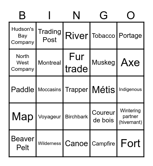 Voyageur Bingo Card
