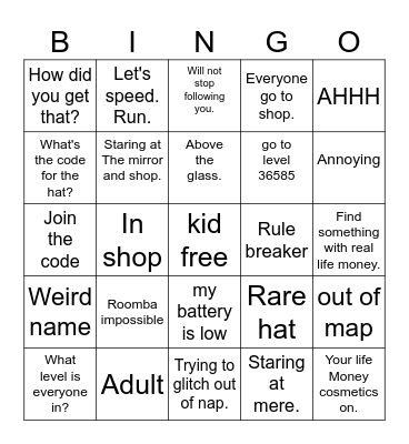 Big scary bingo. Bingo Card