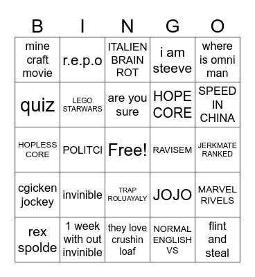 Untitled Bingo Card