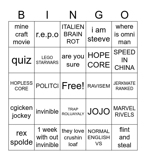 Untitled Bingo Card