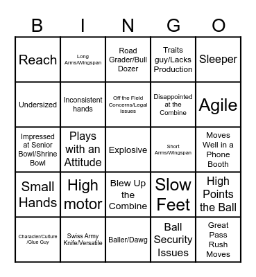 NFL Draft Bingo Card