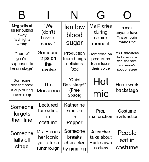 Tech week Bingo Card