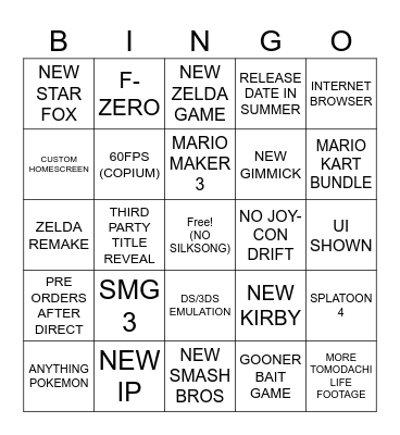 SWITCH 2 DIRECT Bingo Card
