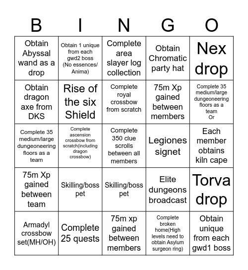 RS3 PVM/Skilling bingo Card