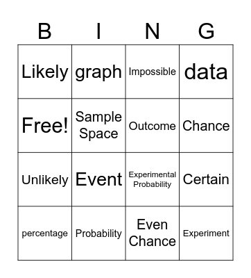 Probability Bingo Card
