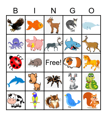 ANIMAL Bingo Card