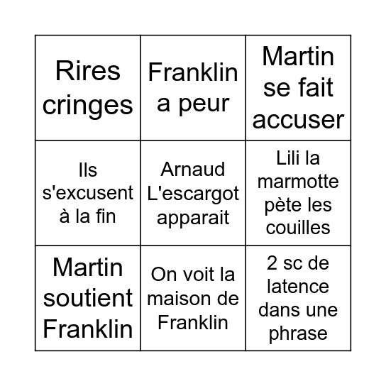 Franklin Bingo Card