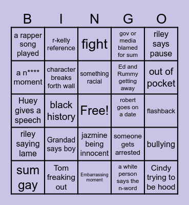 Boondocks Bingo Card