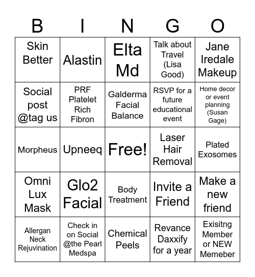Let's Play MedSpa Bingo! Bingo Card