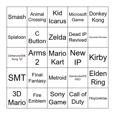 Switch 2 Direct Bingo Card