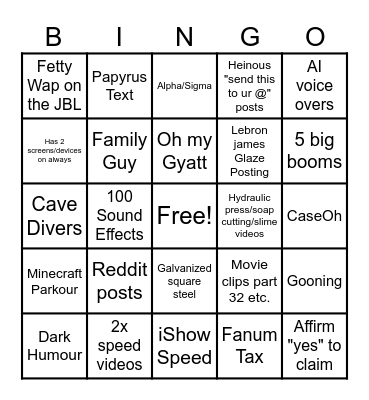 Brainrot bingo Card