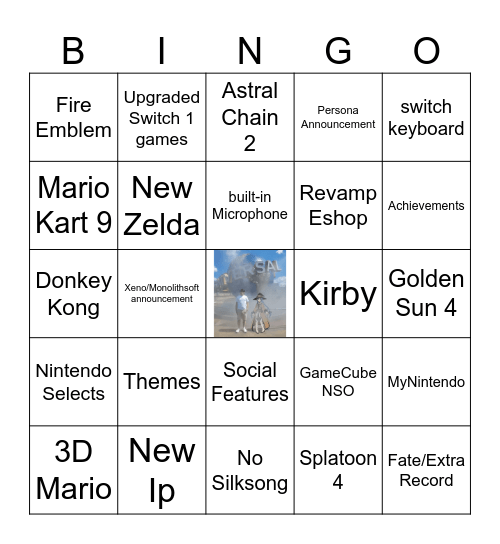 Nintendo Switch 2 direct Bingo Card