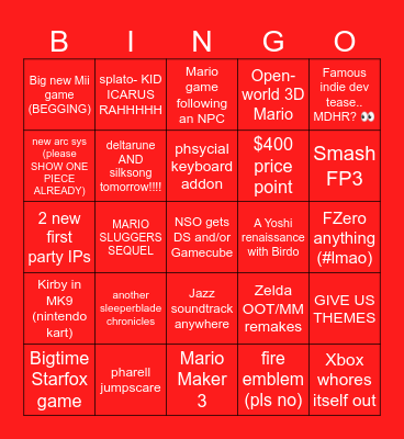 Switch 2 Direct BINGO Card