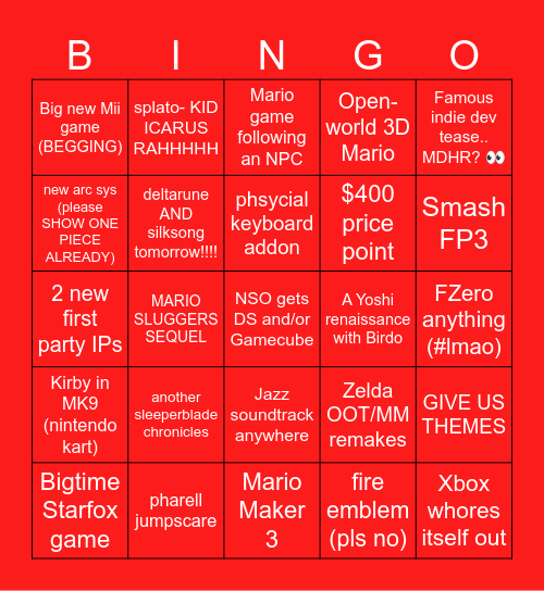 Switch 2 Direct BINGO Card