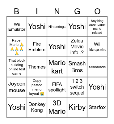 Switch 2 Direct Bingo Card